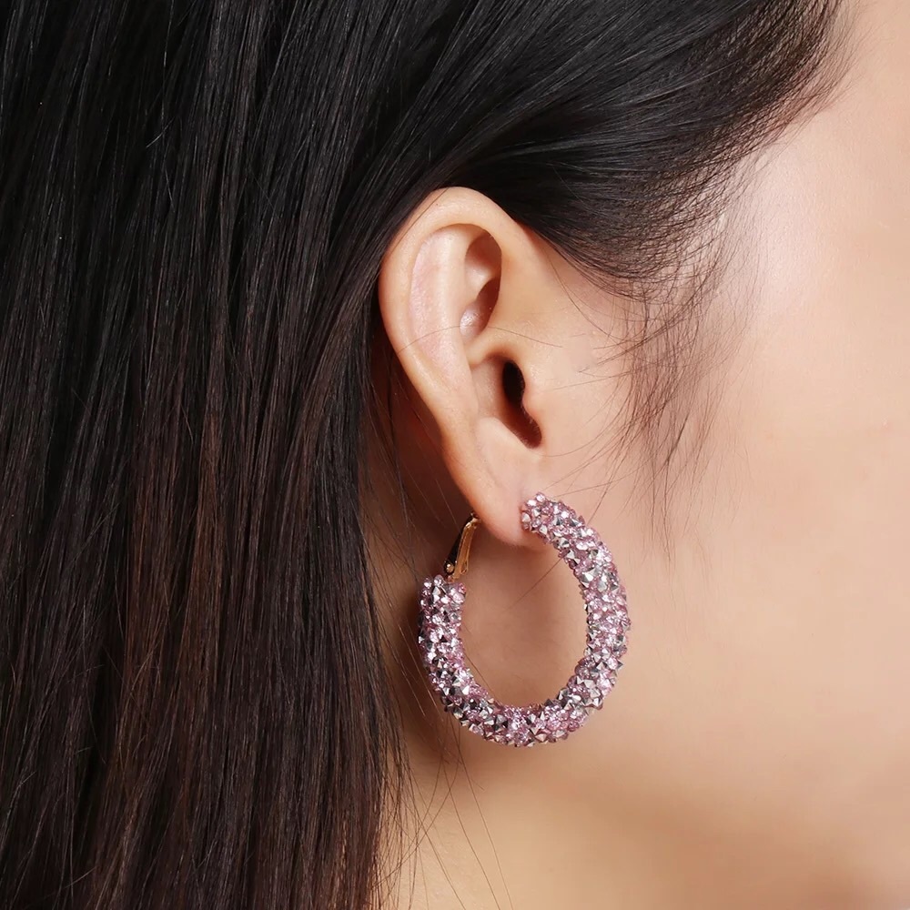 💥 Pink Rhinestone Earrings